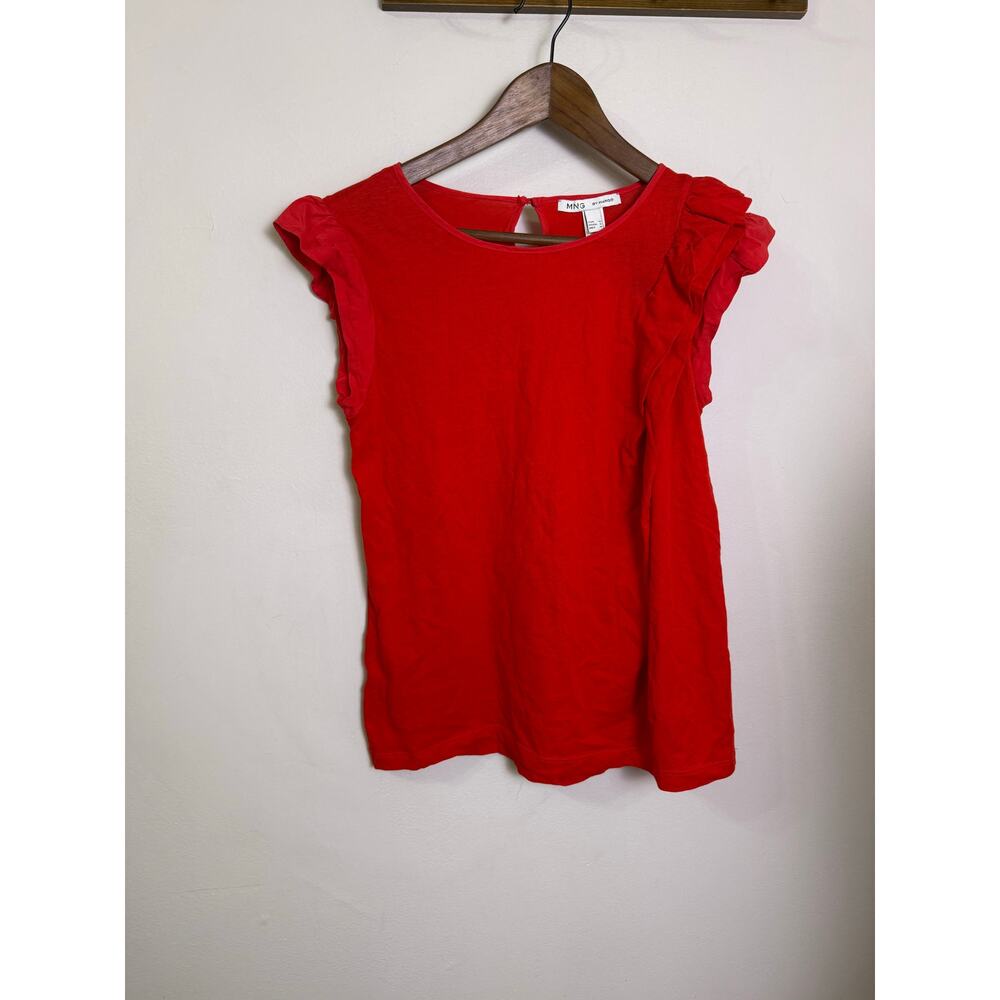 MNG Mango Red Flutter Short Sleeve Soft Material Women’s Sz S